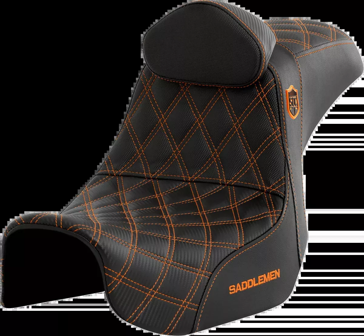 Pro Series SDC Performance Seat - w/ Backrest - Orange Stitch - Dyna '06-'17