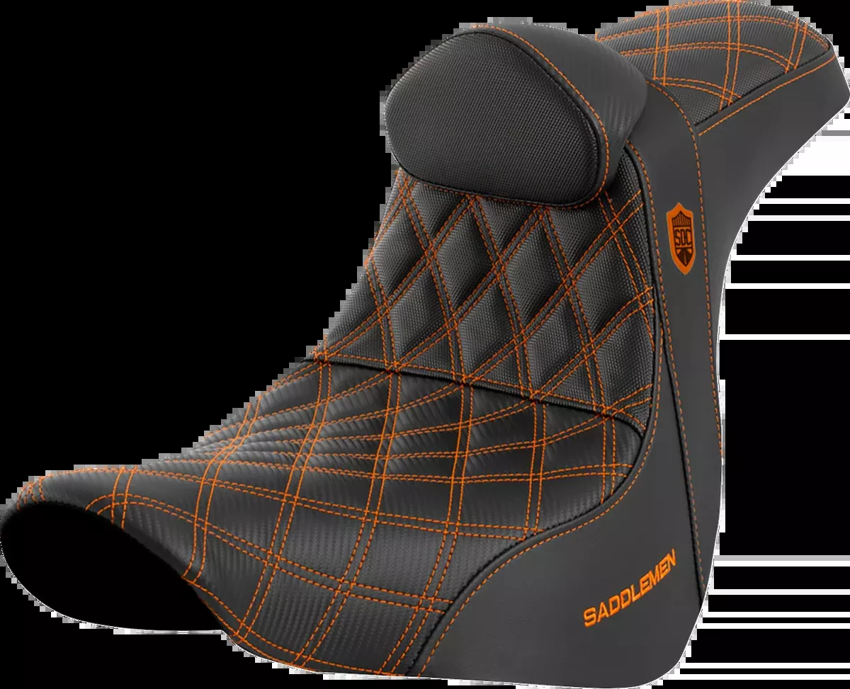 Pro Series SDC Performance Seat - w/ Backrest - Orange Stitch - FL/FX '18-'23
