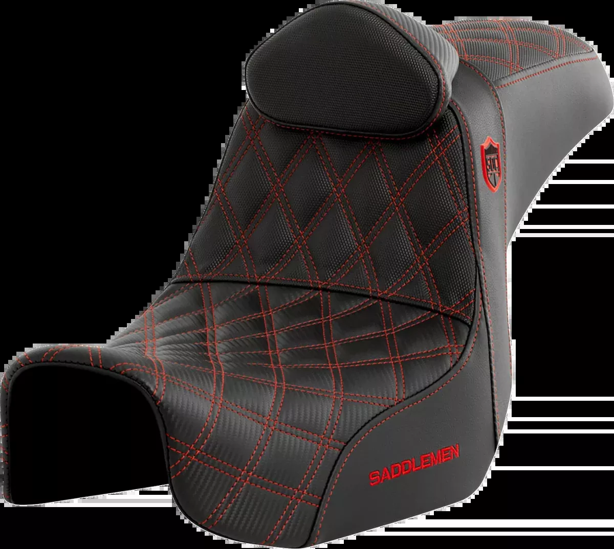 Pro Series SDC Performance Seat - w/ Backrest - Red Stitch - Dyna '06-'17