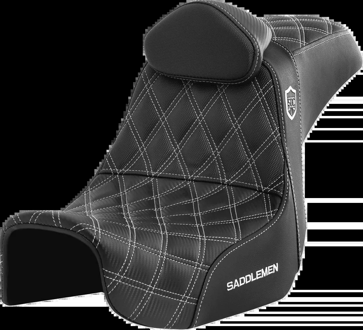 Pro Series SDC Performance Seat - w/ Backrest - White Stitch - Dyna '06-'17