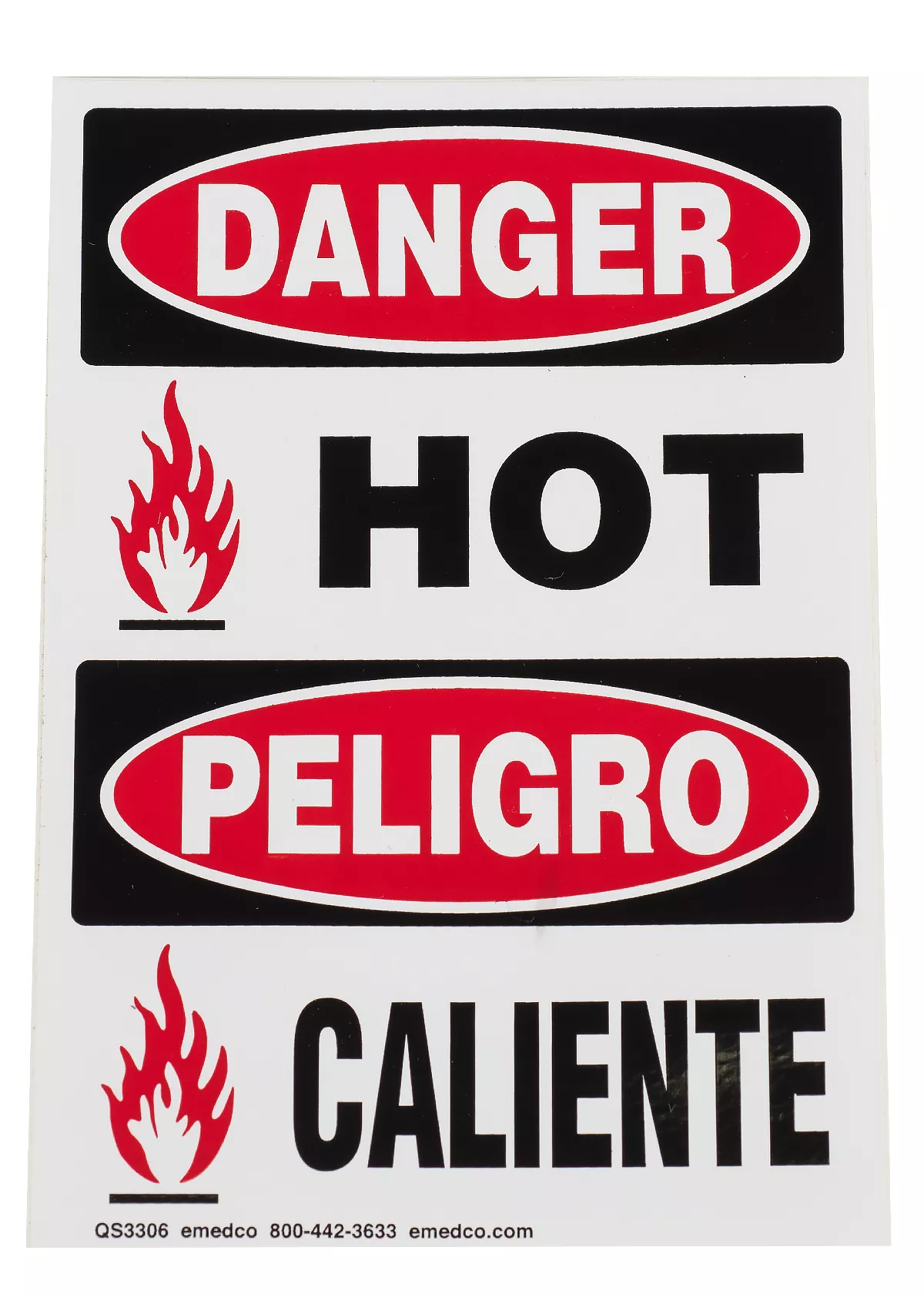 QS3306 - DANGER HOT SAFETY SIGN E/S