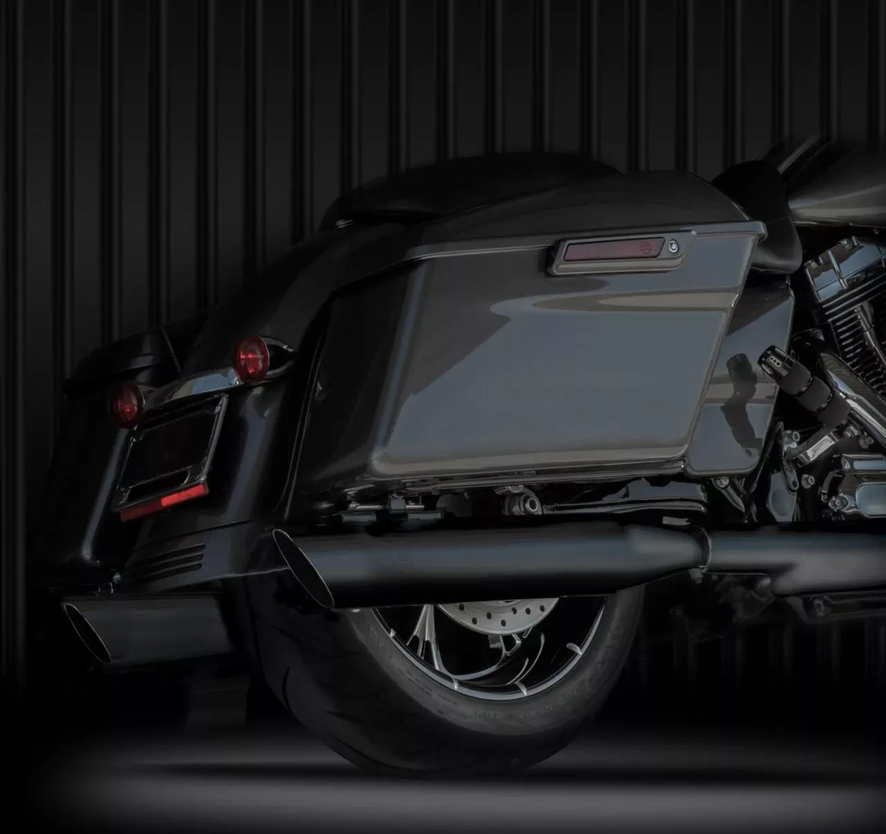 RCX 4 inch Slash Down Slip On Mufflers for Harley Davidson Touring Models '17-Up - Chrome or Black