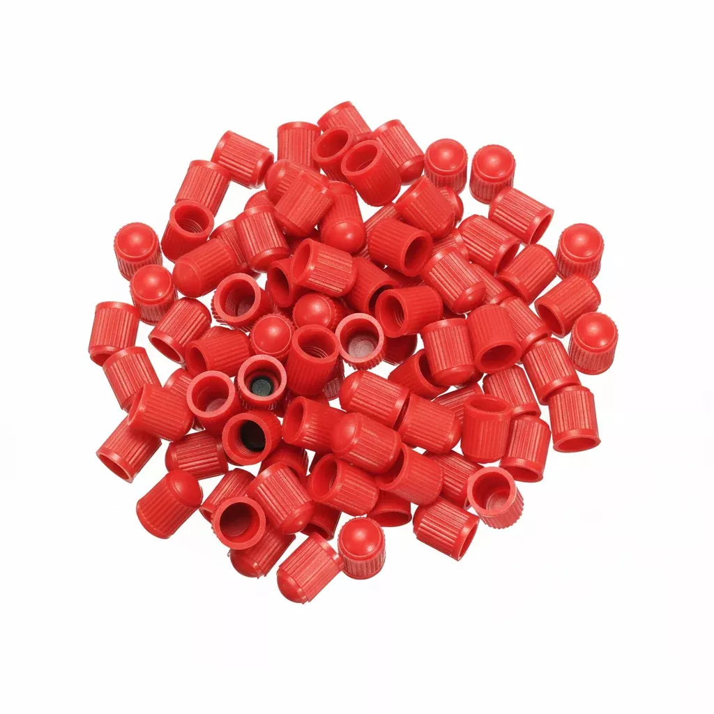 Red Tire Valve Stem Caps – Color Indicator 0.305″-32 Universal