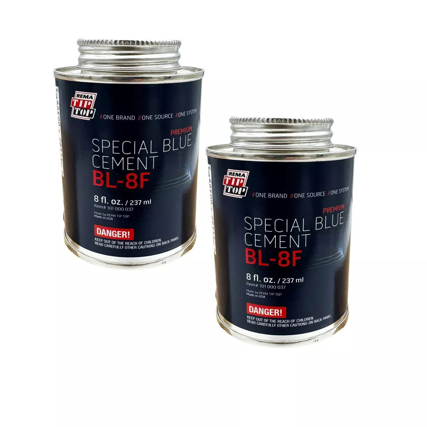 REMA TIP TOP BL-8F Special Blue Cement Can with Brush Top 8ozPack of 2