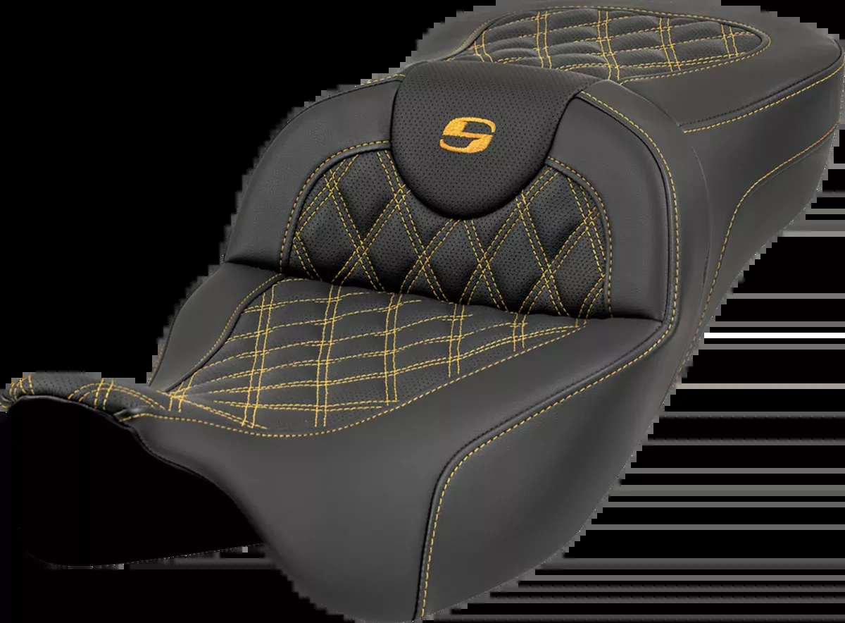 Roadsofa™ Extended Reach Seat - Lattice Stitch - Gold Stitch - without Backrest - FL '08-'23