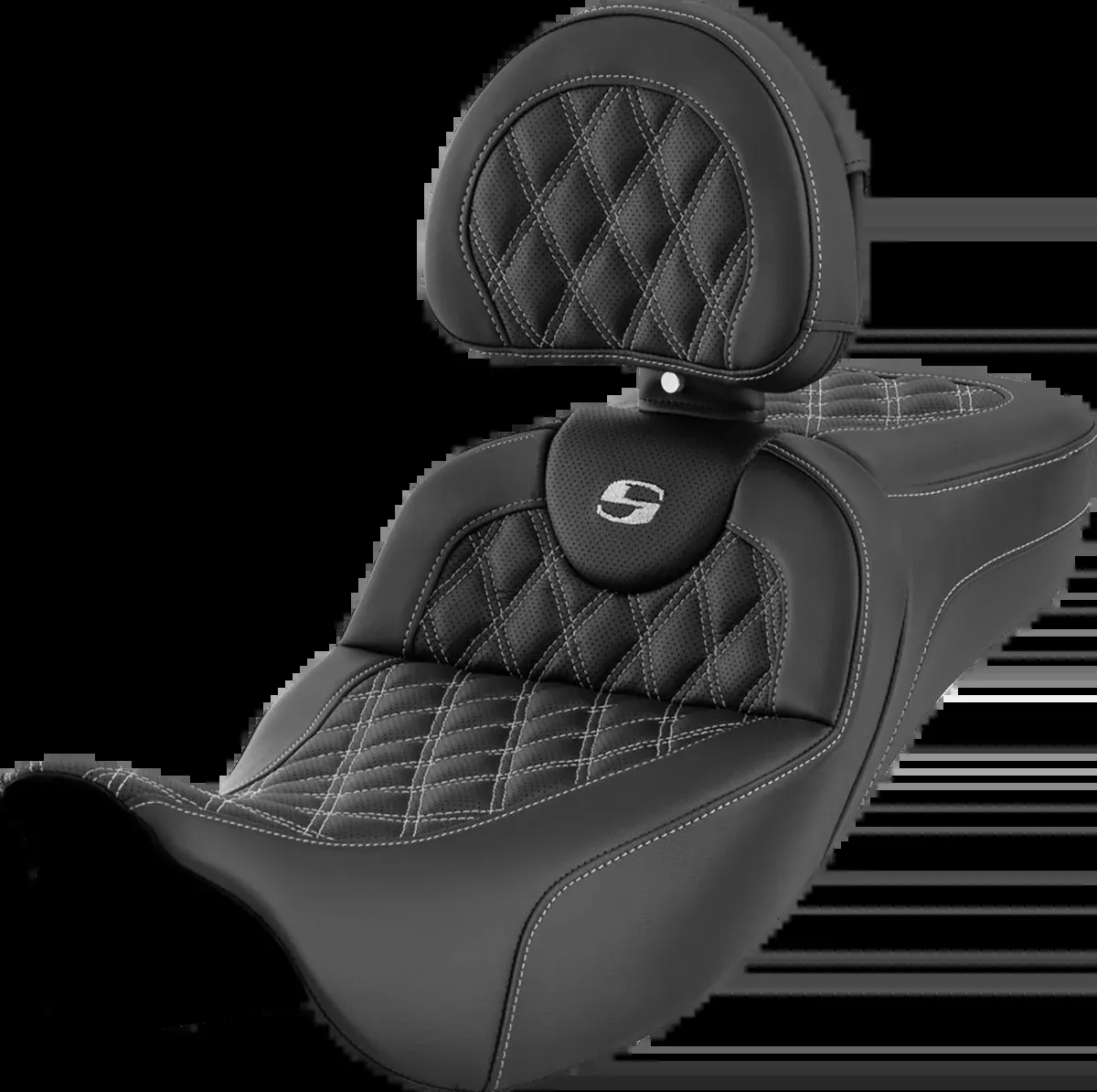 Roadsofa™ Extended Reach Seat - Lattice Stitch - Silver Stitch - with Backrest - FL '08-'24