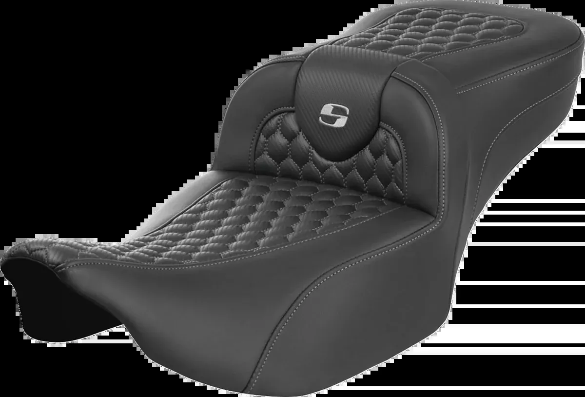 Roadsofa™ Extended Reach Seat - without Backrest - Honeycomb - Silver Stitch - FLTR/FLHX '23-'24