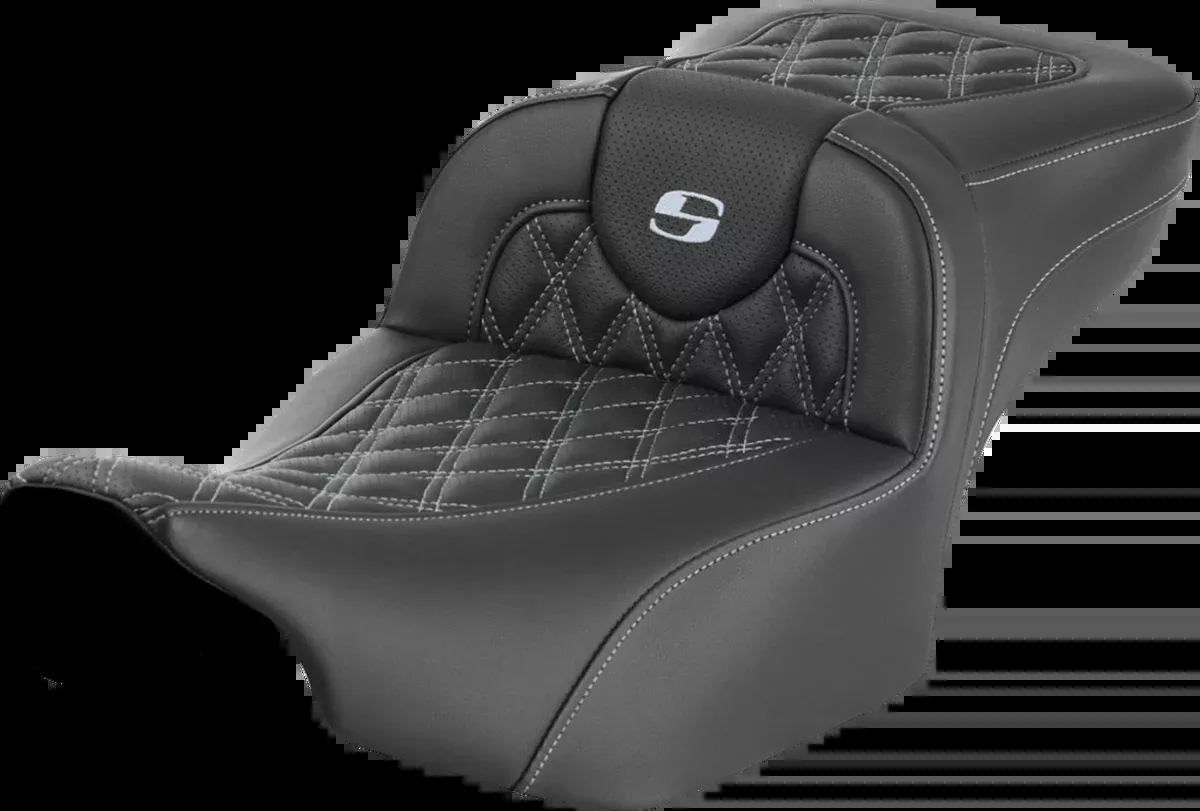 Roadsofa™ Extended Reach Seat - without Backrest - Lattice - Silver Stitch - FLTR/FLHX '23-'24