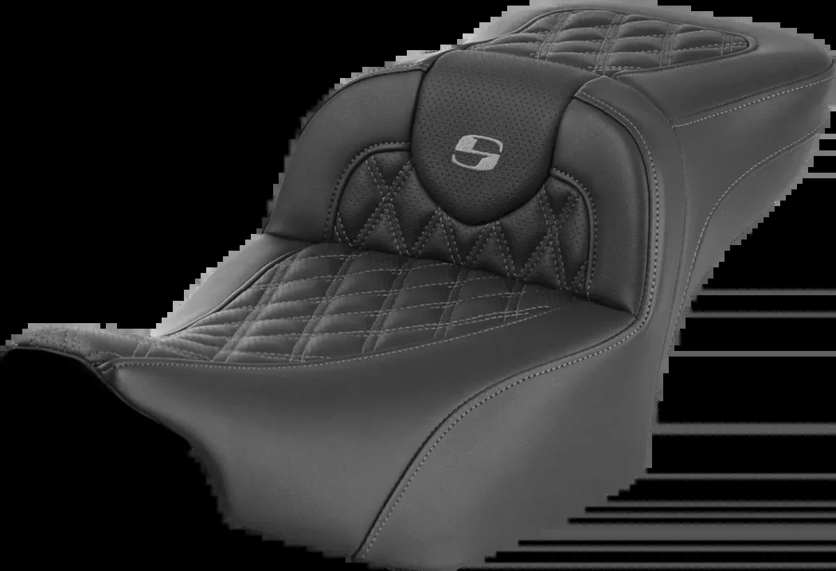 Roadsofa™ Extended Reach Seat - without Backrest - Lattice Stitch - Gray Stitch - FLTR/FLHX '23-'24