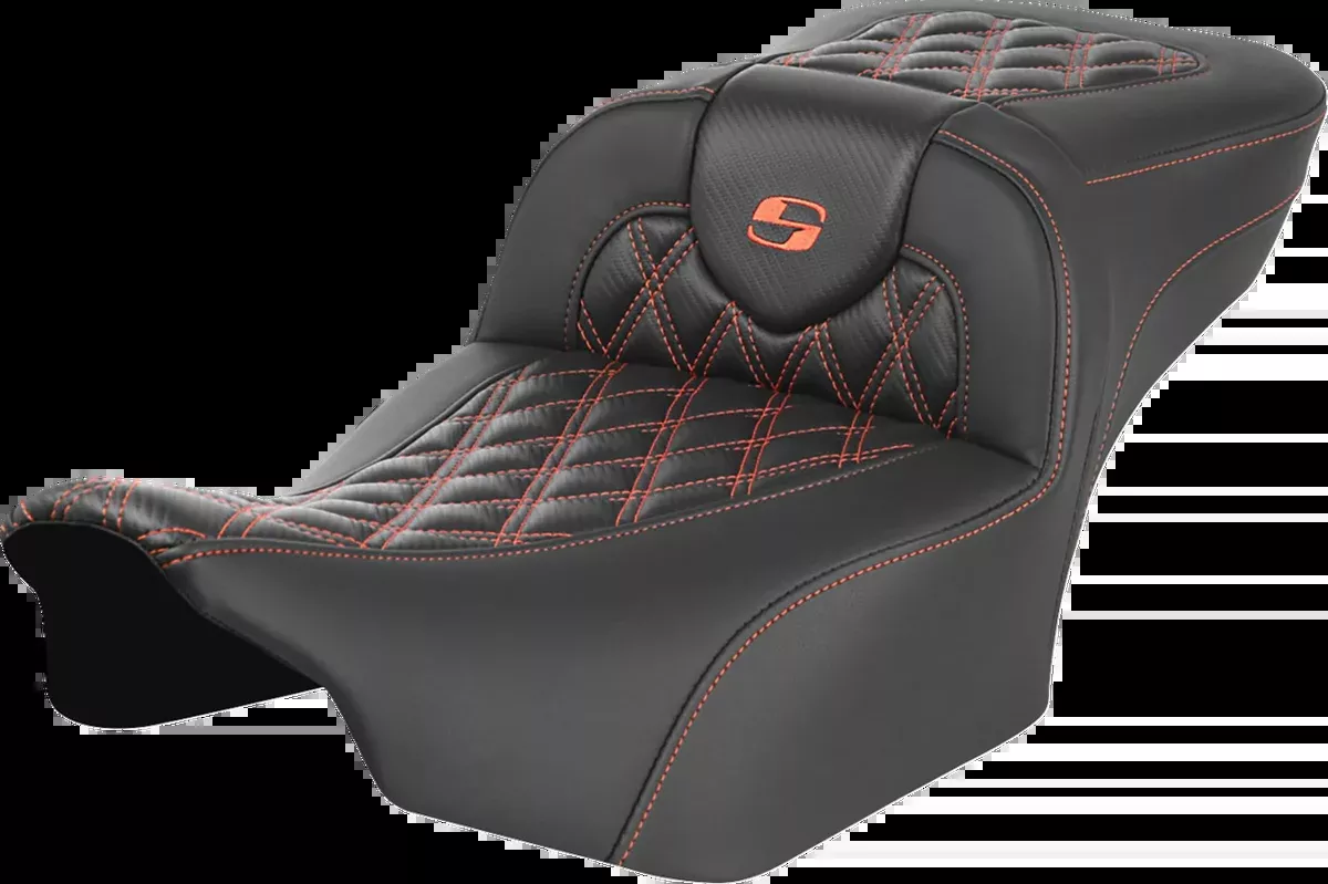 Roadsofa™ Extended Reach Seat - without Backrest - Lattice Stitch - Orange Stitch - FL/FX '23-'24