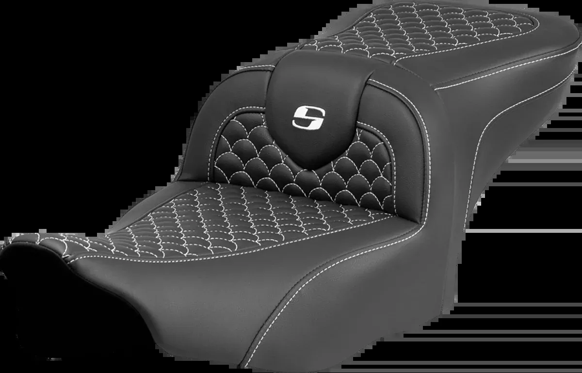 Roadsofa™ Seat - Dragon Scale Stitch - White Stitch - w/o Backrest - FLTR/FLHX '23-'24