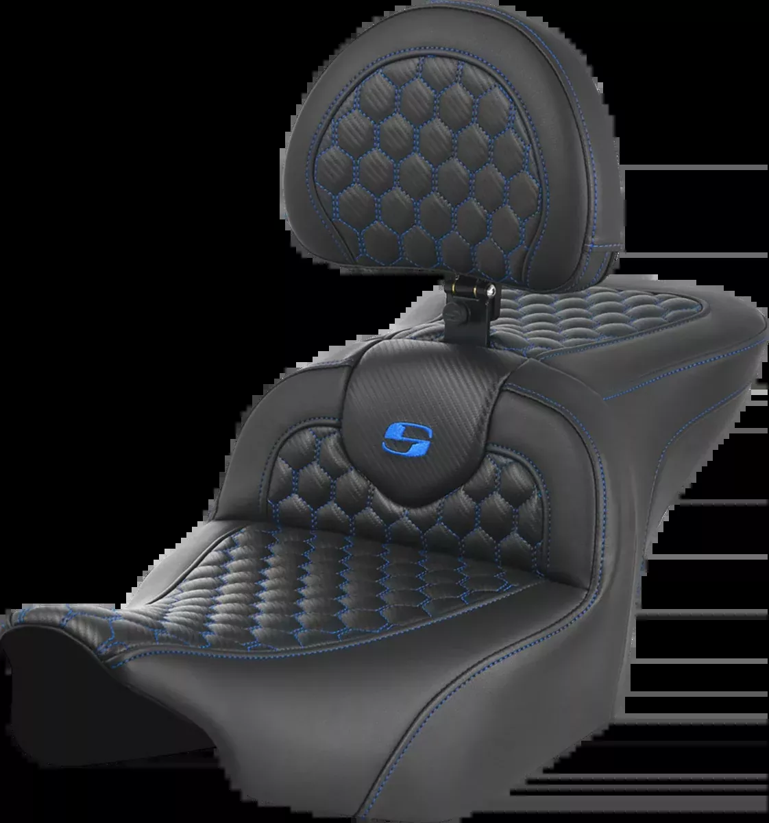 Roadsofa™ Seat - with Backrest - Honeycomb - Blue Stitch - FLTR/FLHX '23-'24