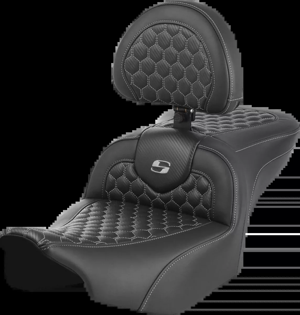 Roadsofa™ Seat - with Backrest - Honeycomb - Gray Stitch - FLTR/FLHX '23-'24