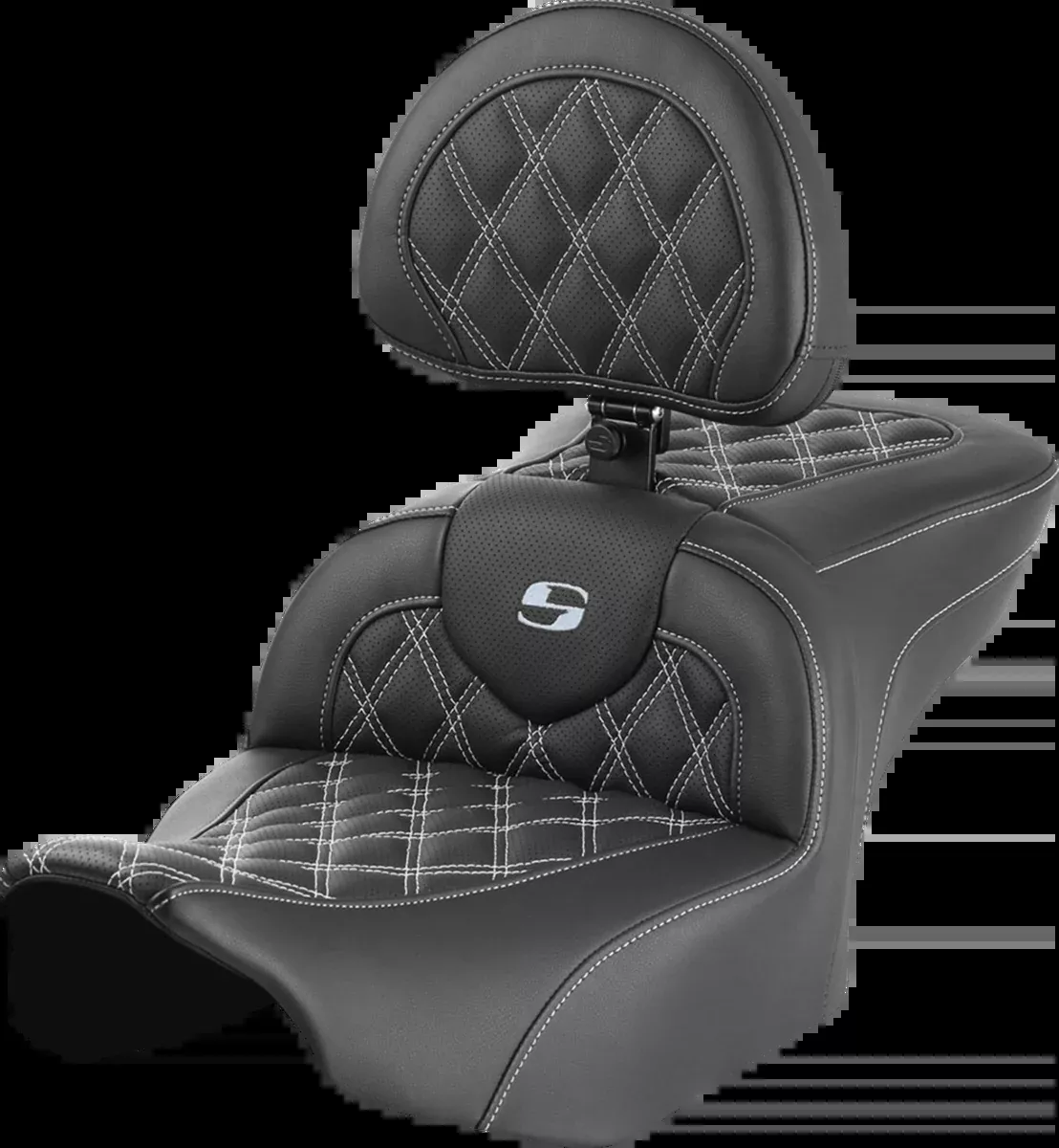 RoadSofa™ Seat - with Backrest - Lattice Stitch - Silver Stitch - FLTR/FLHX '23-'24