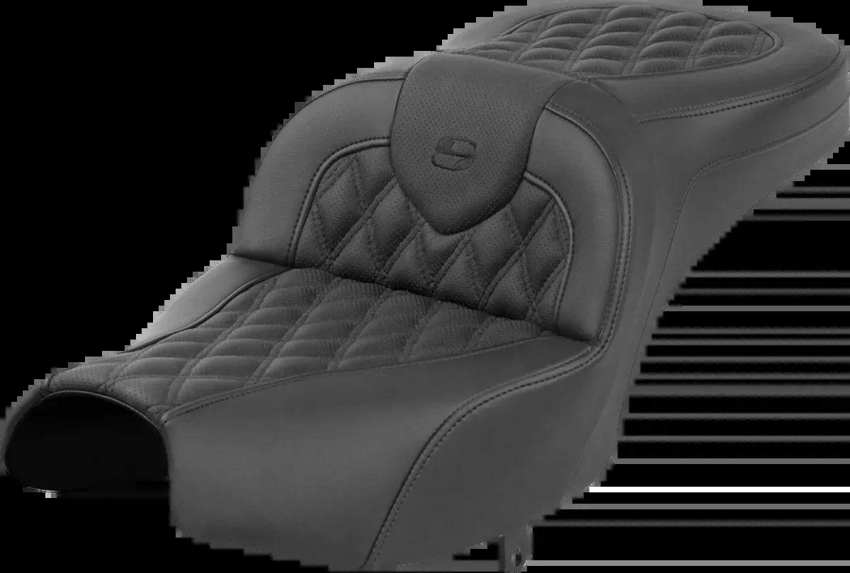 Roadsofa™ Seat - Without Backrest - Black - Lattice Stitch - Indian Pursuit '22-'24