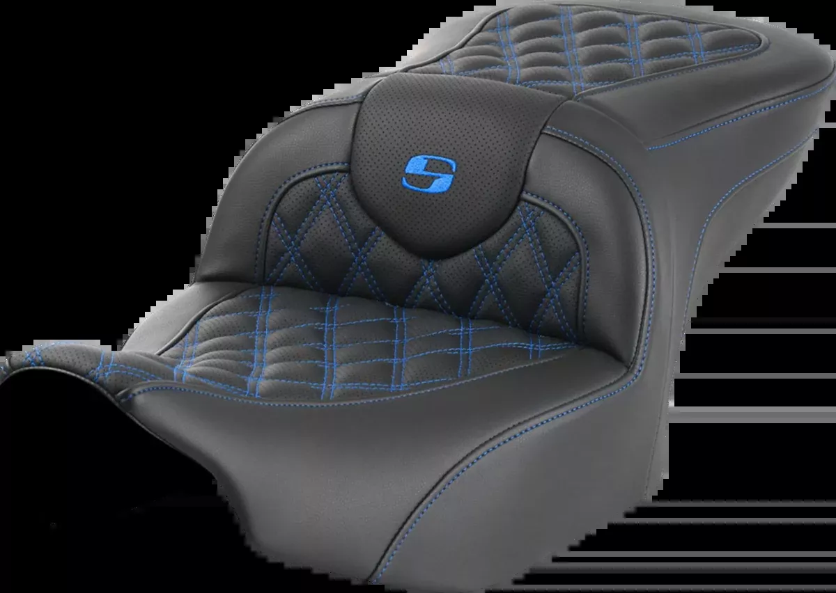 Roadsofa™ Seat - without Backrest - Blue Lattice Stitch - FLTR/FLHX '23-'24