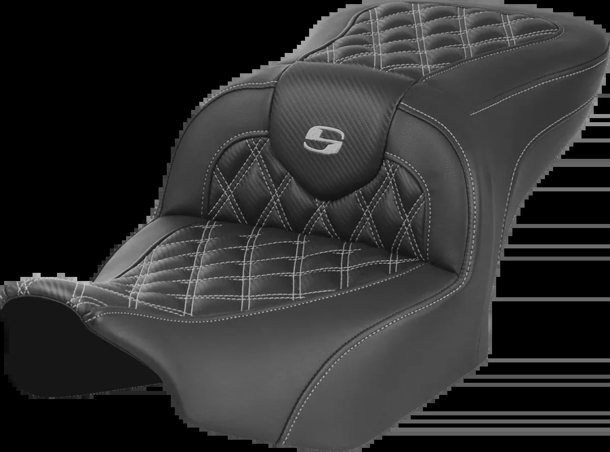RoadSofa™ Seat - without Backrest - Carbon Fiber - Lattice Stitch - Gray Stitch - FLTR/FLHX '23-'24