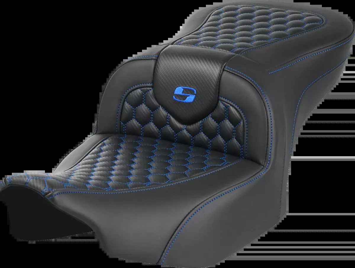 Roadsofa™ Seat - without Backrest - Honeycomb - Blue Stitch - FLTR/FLHX '23-'24