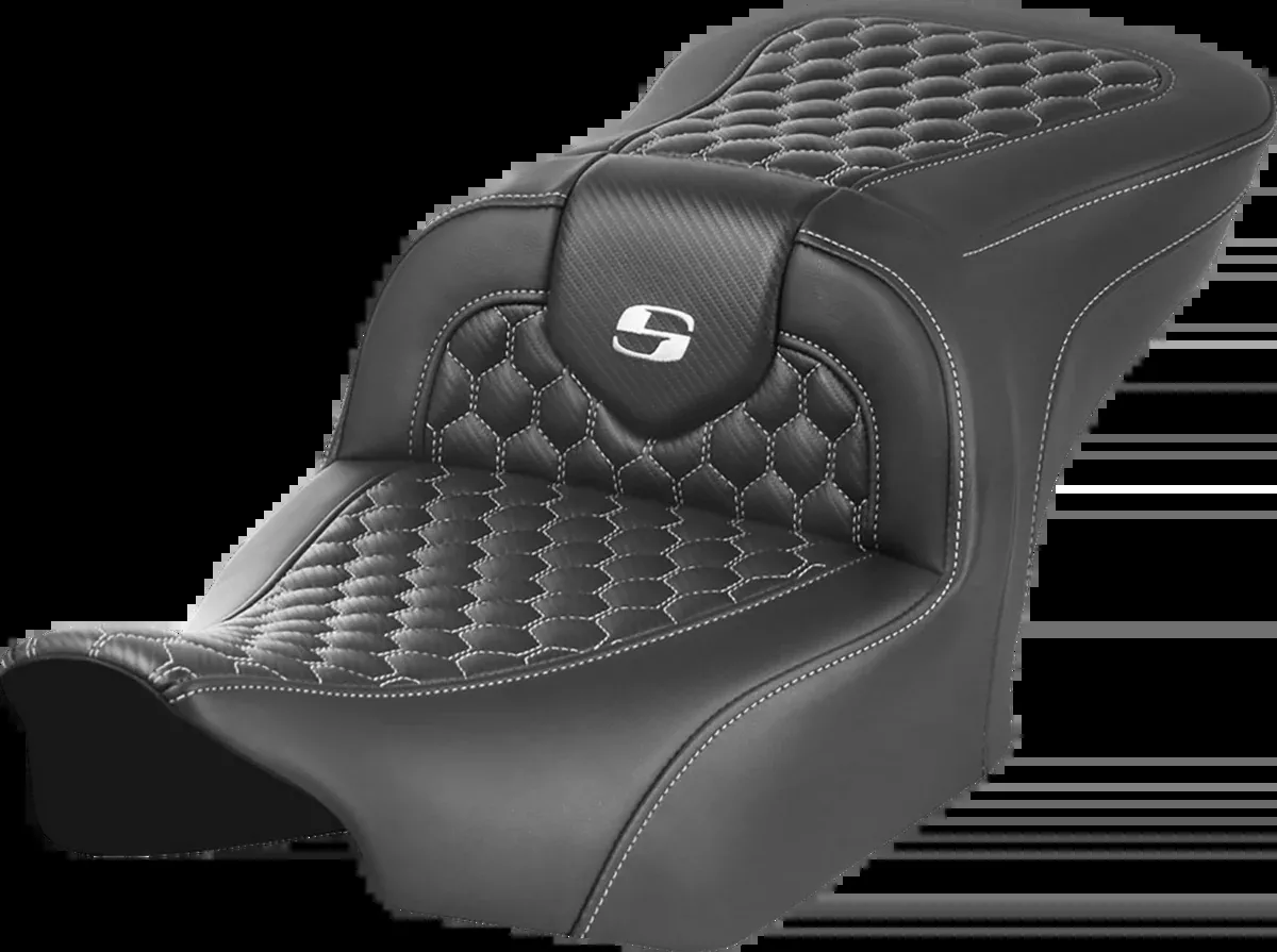 Roadsofa™ Seat - without Backrest - Honeycomb - White Stitch - FLTR/FLHX '23-'24