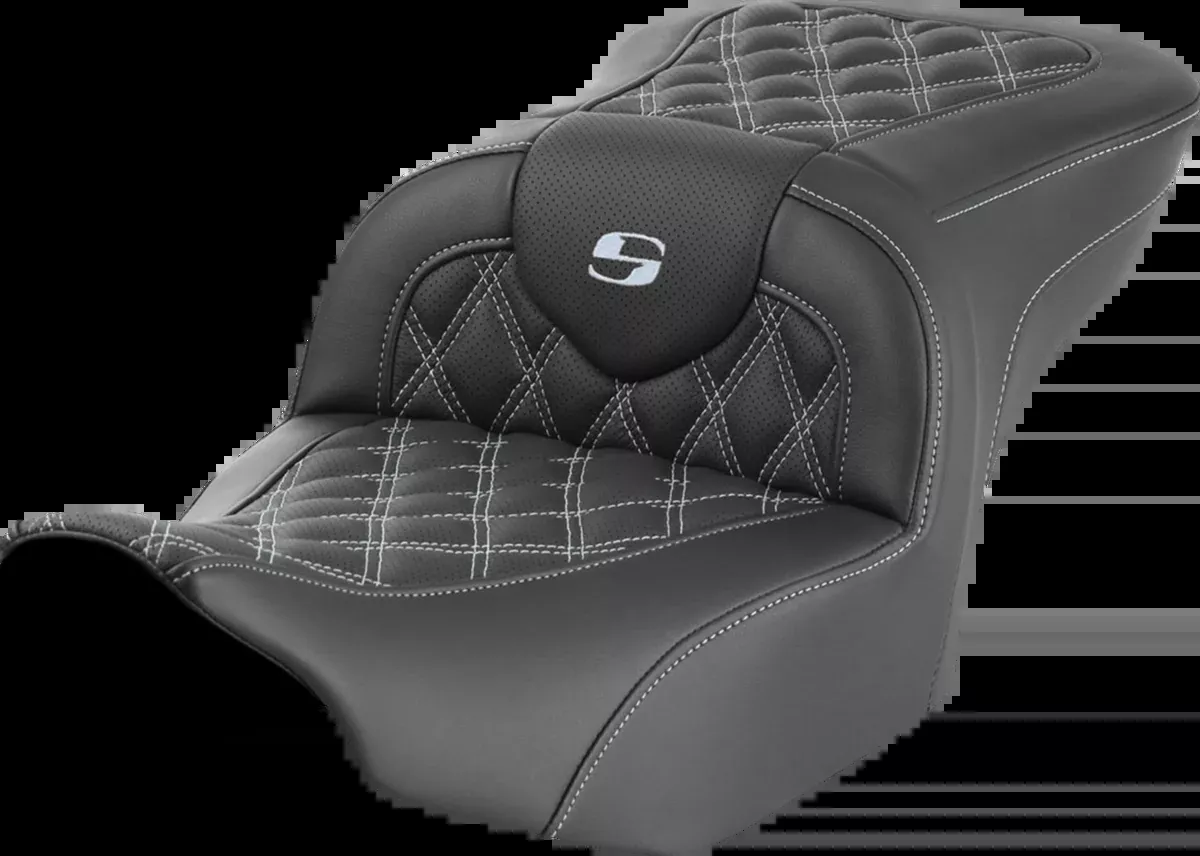 RoadSofa™ Seat - without Backrest - Lattice Stitch - Silver Stitch - FLTR/FLHX '23-'24