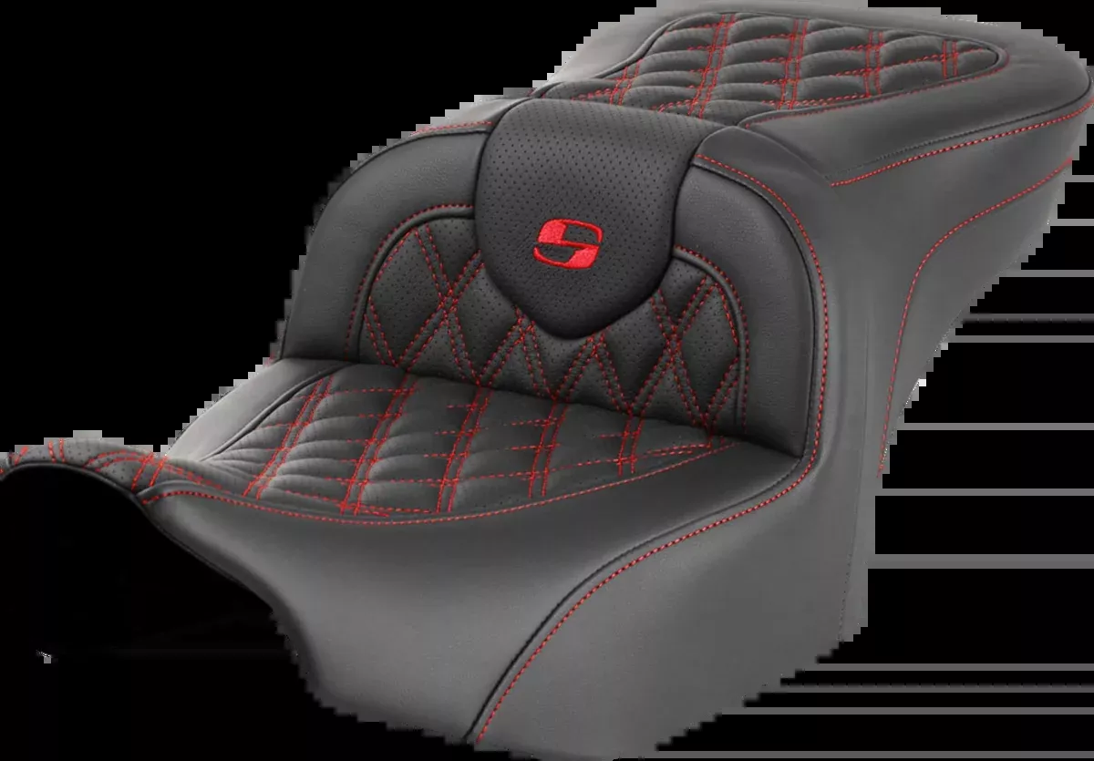 Roadsofa™ Seat - without Backrest - Red Lattice Stitch - FLTR/FLHX '23-'24