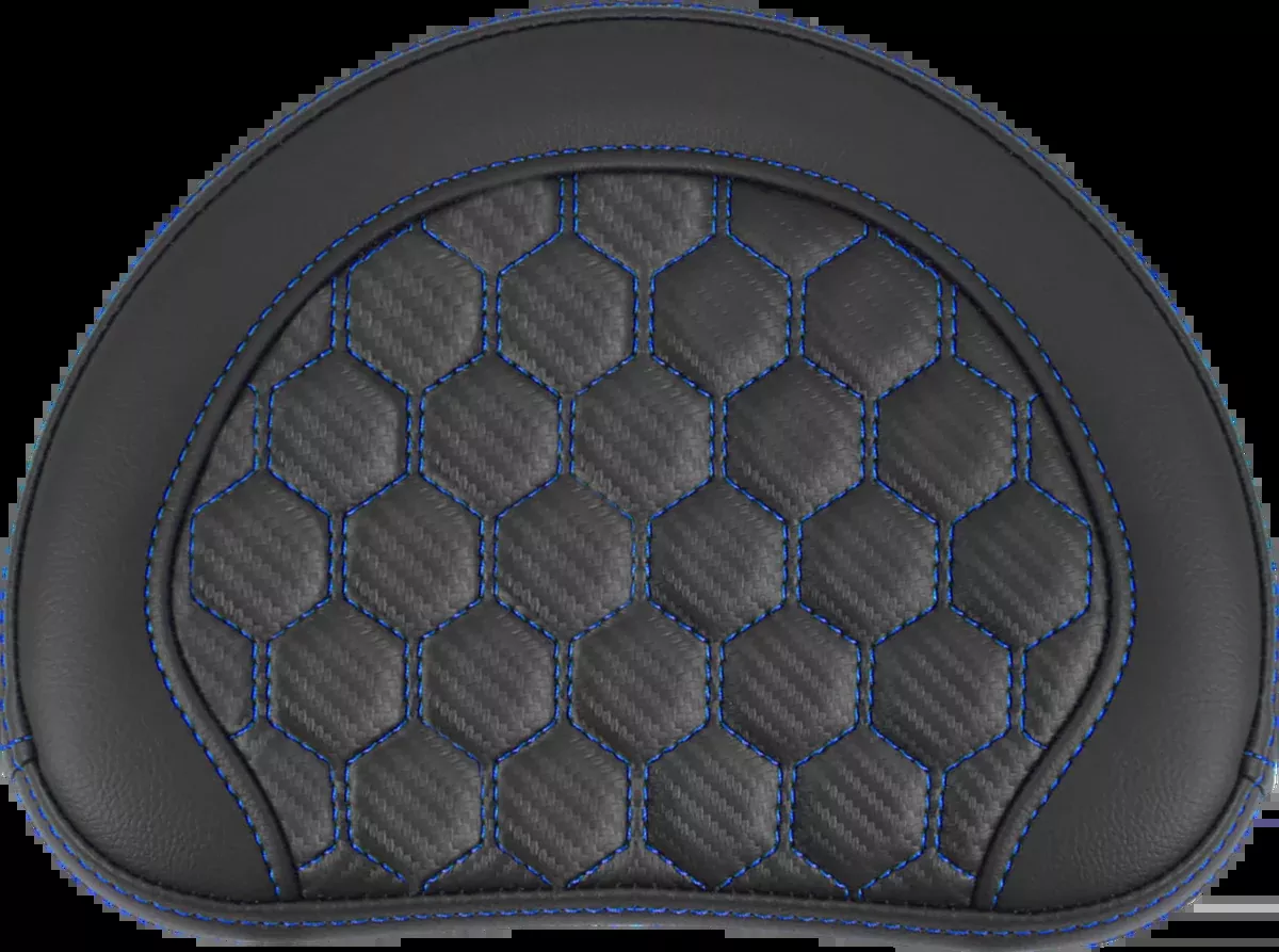 RoadSofa™ Sissy Bar Pad - Honeycomb - Blue Stitching