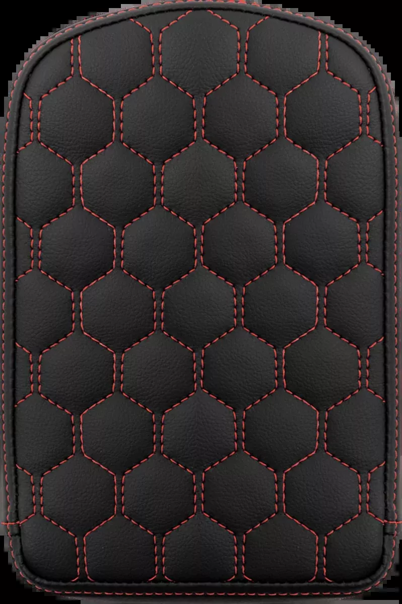 RoadSofa™ Sissy Bar Pad - Honeycomb - Red Stitching