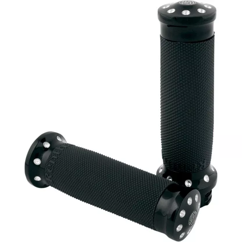 Roland Sands Design RSD Black Contrast Tracker Billet Hand Grips Harley TBW