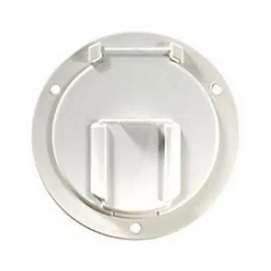 RV Designer B130 Round Electrical Cable Hatch, Low Profile, 4.6" White