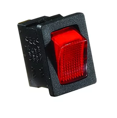 RV Designer S481 DC Rocker Switch 20 Amp - Black/Red, Illuminated On/Off