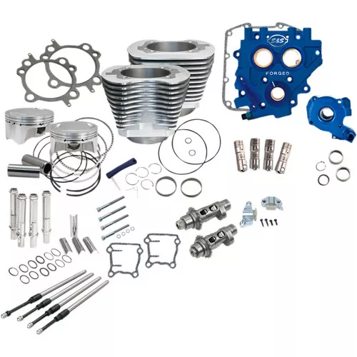 S&S 110" Power Package Kit Chain Drive for 2007-2017 Harley Twin Cam - Silver