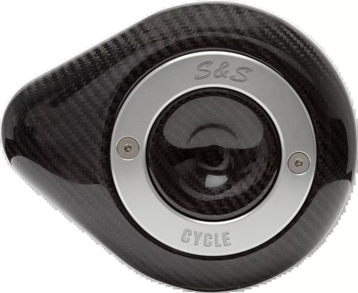 S&S Black Carbon Fiber Teardrop Stealth Air Filter Cover for Harley Davidson