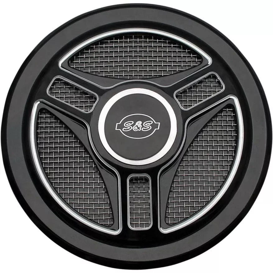 S&S Black Tri Spoke Cover Super Stock Stealth Air Cleaner Stage 1 Harley