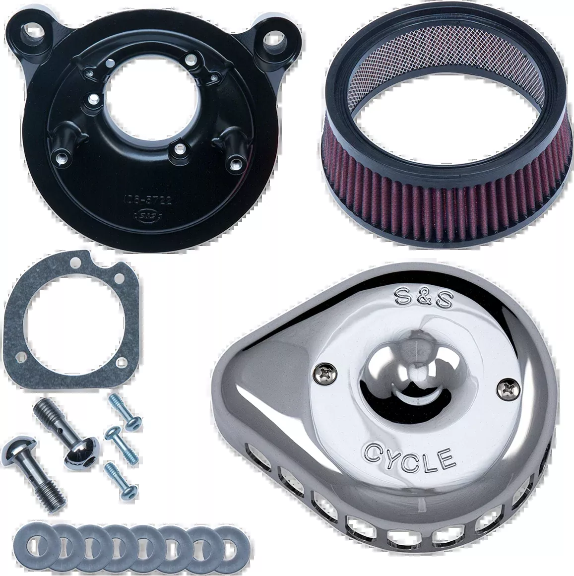 S&S Chrome Mini Teardrop Stealth Air Cleaner Kit for 01-17 Harley Dyna Touring
