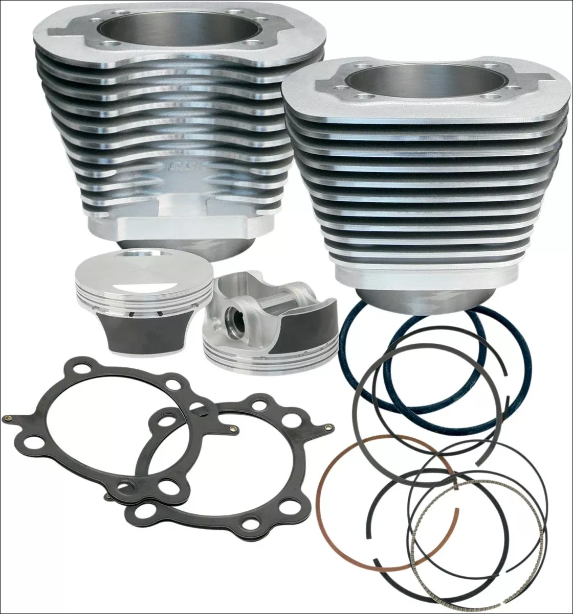 S&S Cycle 106" CI Big Bore Cylinder Kit Silver 10:1 Compression 07-16 Harley