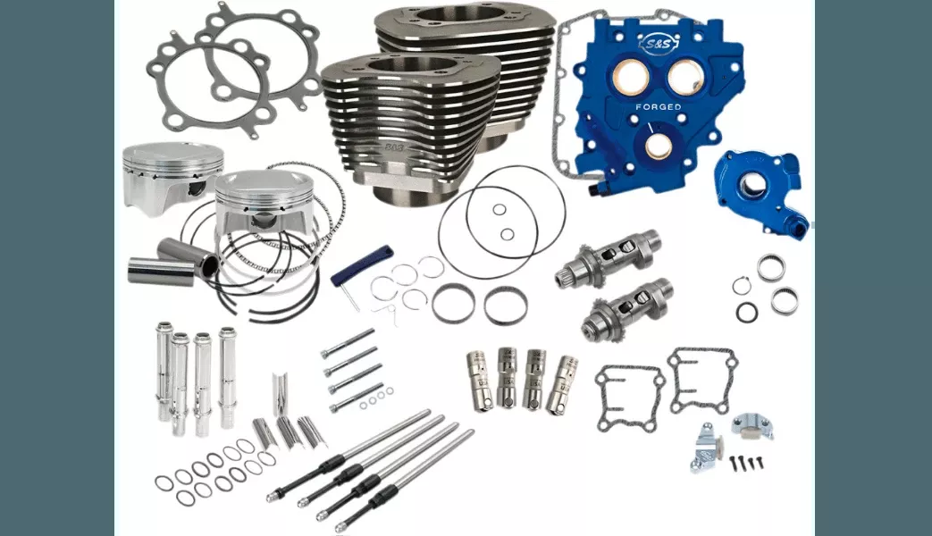 S&S Cycle 110" Power Package for '07-17 Harley Davidson Twin Cam 88 Models with 585 Easy Start Gear Drive Cams - Wrinkle Black