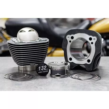 S&S Cycle 132 Inch Big Bore Kit for Harley Davidson M-Eight Engines - Black Granite Highlighted Cylinders