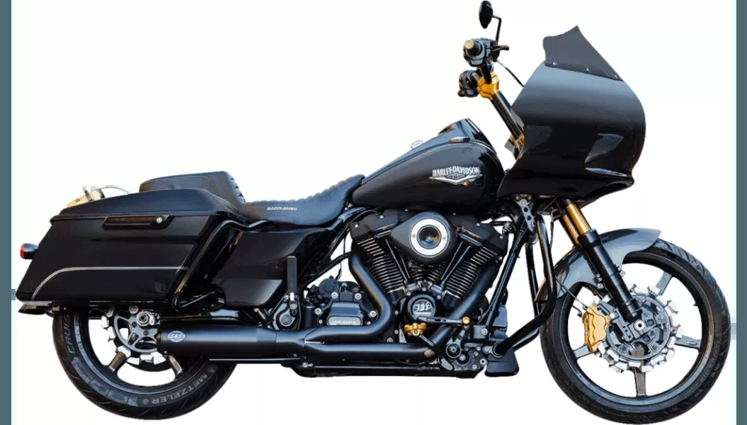 S&S Cycle 2-into-1 Qualifier Exhaust System for '17-Up Harley Davidson Touring - Guardian Black (49-state federal emissions compliant)