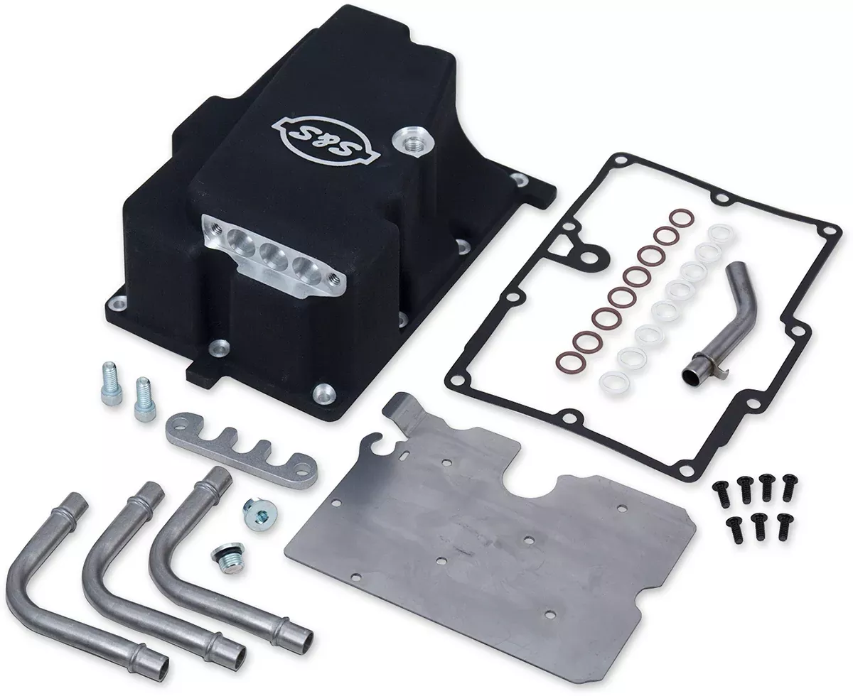 S&S Cycle Black Engine Oil Crankcase Supply Line Install Kit for Harley Dyna