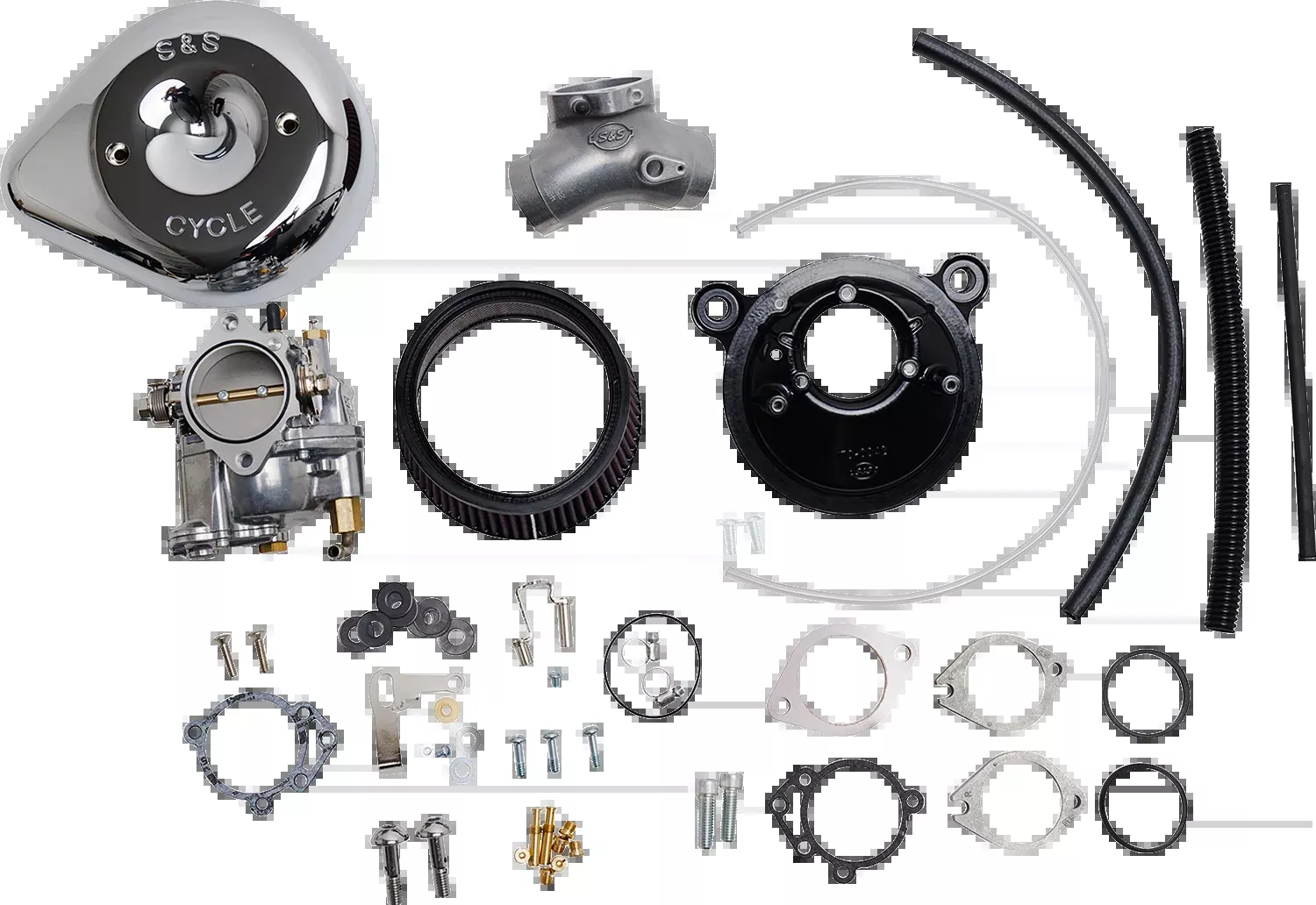 S&S CYCLE Super E Carburetor with Stealth Air Cleaner Kit – Chrome for Twin Cam 110-0151
