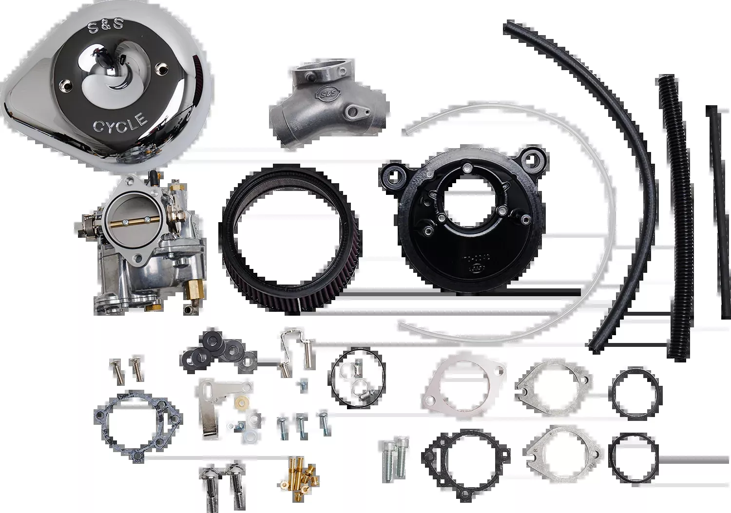 S&S Cycle Super E Carburetor with Stealth Air Cleaner Kit for Harley Twin Cam 110-0149, Chrome Finish