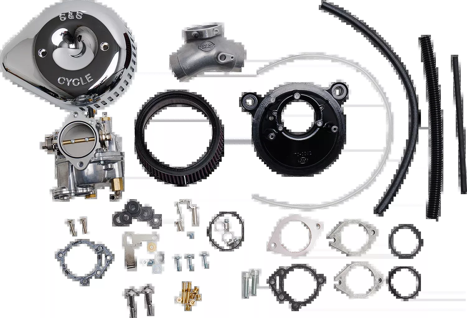 S&S CYCLE Super G Carburetor with Stealth Air Cleaner Kit – Chrome for Twin Cam 110-0150
