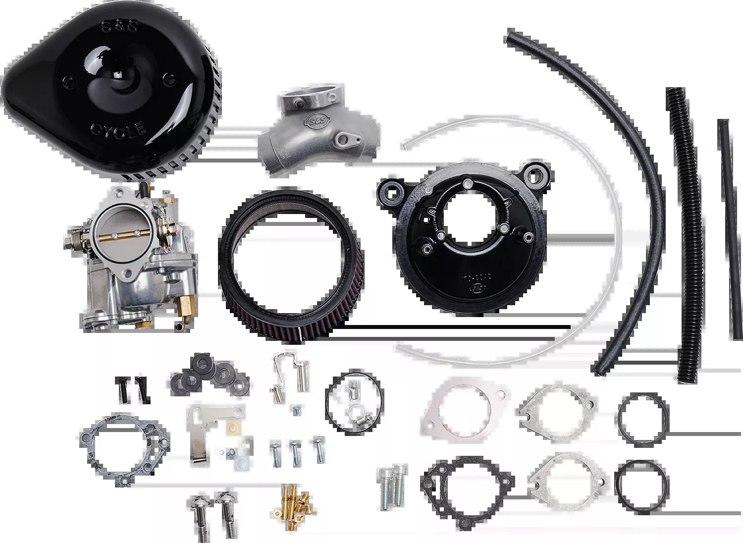 S&S CYCLE Super G Carburetor with Stealth Air Cleaner Kit for Evolution Big Twin – Part 110-0148, Gloss Black