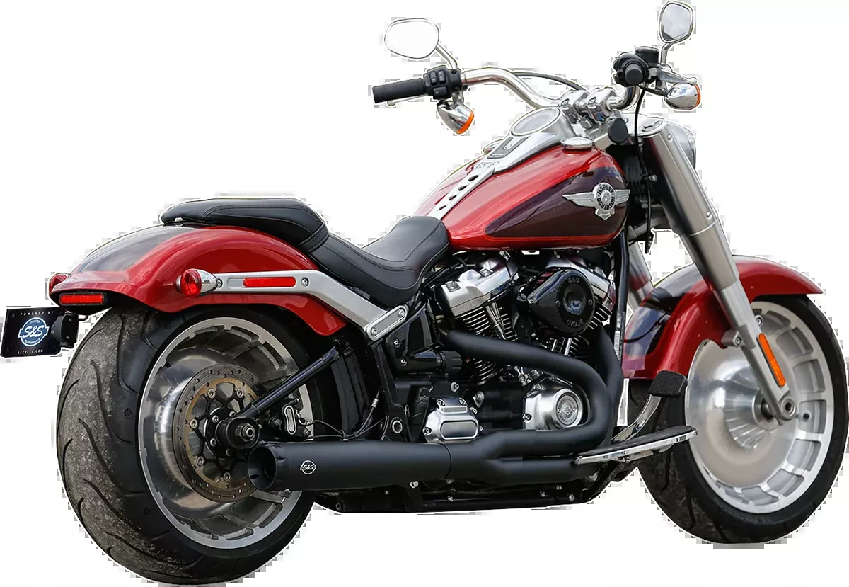 S&S CYCLE SuperStreet 2:1 Exhaust System - M8 Softail - Black - 550-0857