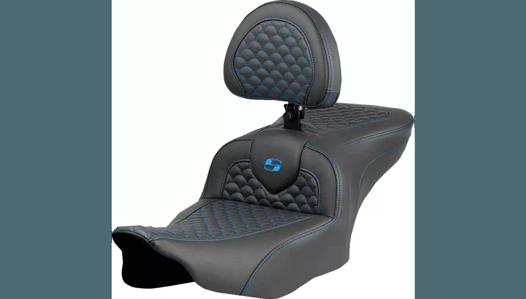 Saddlemen Dragon Scale Stitch Roadsofa Seats with Driver Backrest for '24-Up Street Glide and Road Glide and '23-24 CVO FLHXSE and CVO FLTRSE Models (Select Stitching Color)