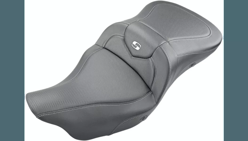 Saddlemen HEATED Roadsofa Seat (without Backrest) for '09-23 Harley Davidson Tri Glide FLHTCUTG - Carbon Fiber