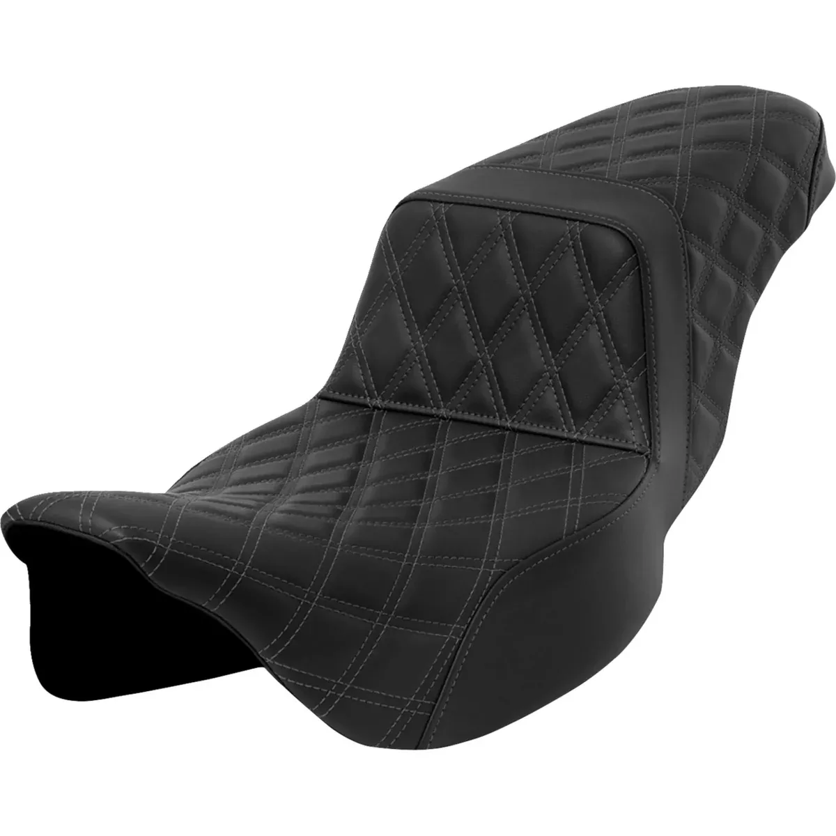 Saddlemen Lattice Stitch Step-Up Seat Dark Gray Stitch Extended Reach – 808-07E-17502 For Harley Touring 2008-2023