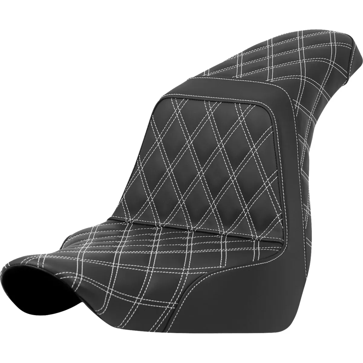 Saddlemen Lattice Stitch Step-Up Seat Full White Stitch - 818-29-17506 For Harley Softail 2018-2021