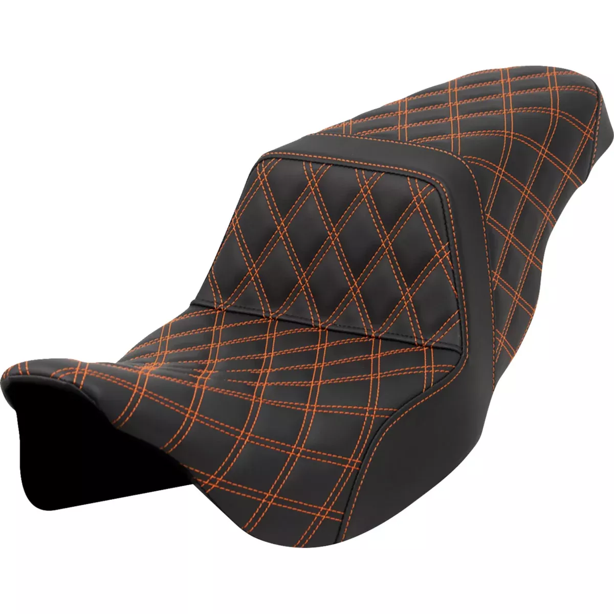 Saddlemen Lattice Stitch Step-Up Seat Orange Stitch - 808-07B-17503 For Harley Touring 2008-2023