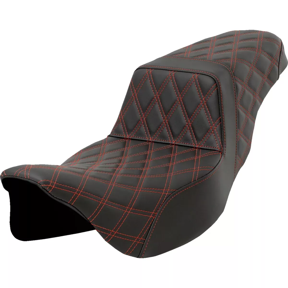 Saddlemen Lattice Stitch Step-Up Seat Red Stitch Extended Reach - 808-07E-17504 For Harley Touring 2008-2023